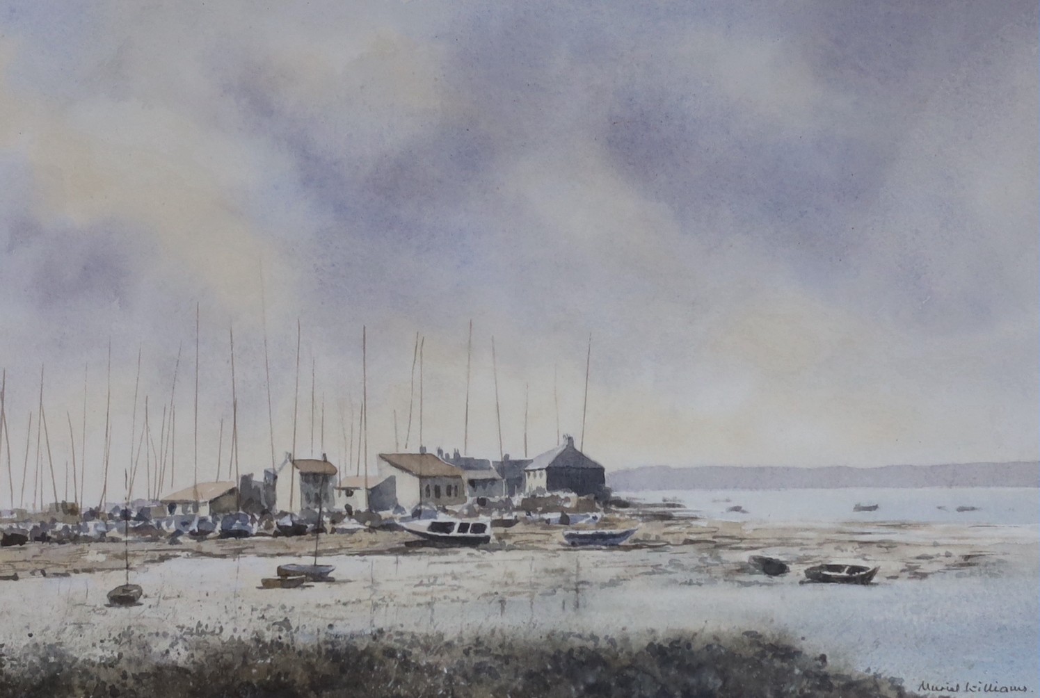 Muriel Williams, two watercolours, ‘Christchurch Harbour’ and ‘Mudeford’, labels verso, both signed, 22 x 32cm